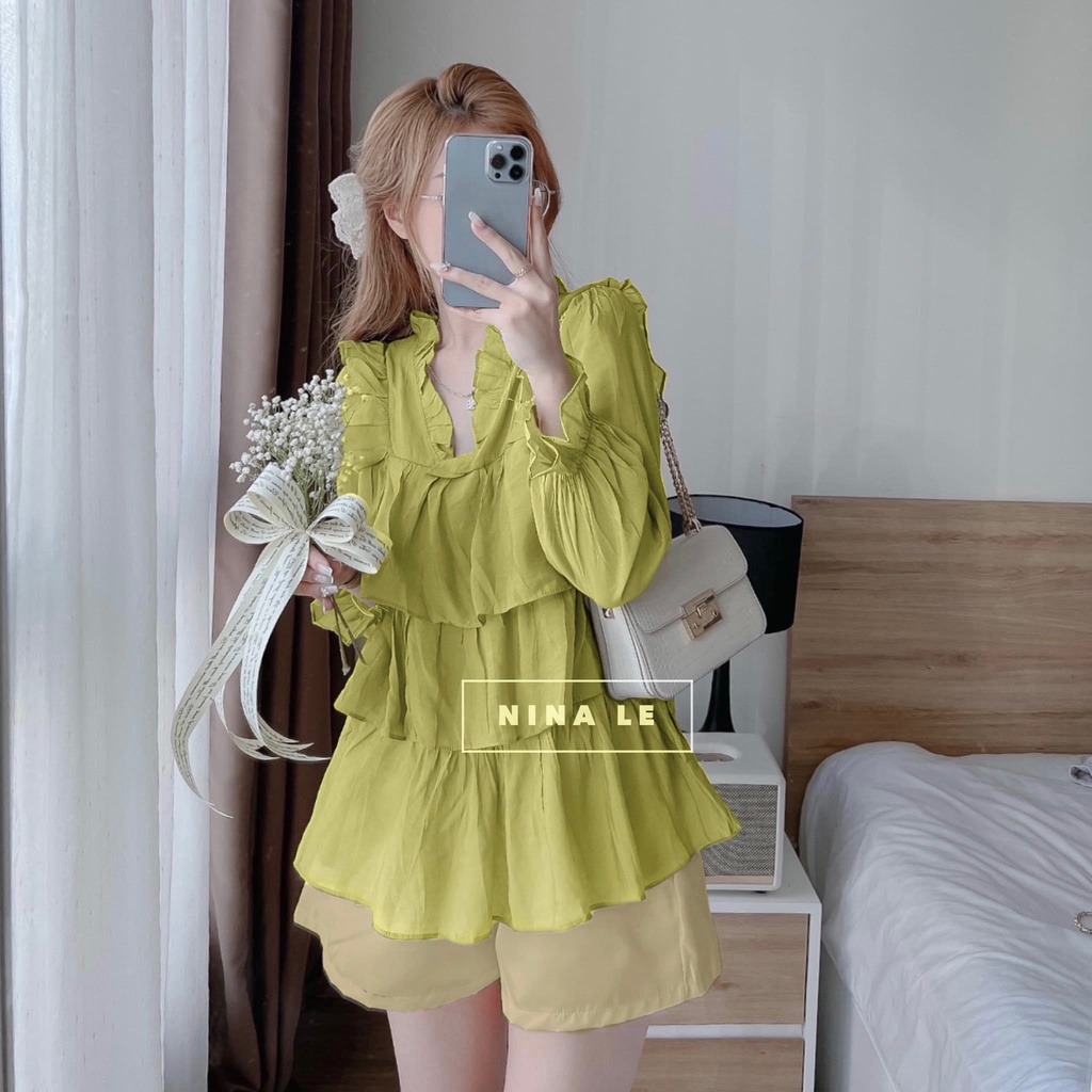 Set Babydoll Nữ, Set Đồ Nữ Áo Tầng Bèo Quần Short Nhiều Màu Chất Vải Cao Cấp Form Dáng Freesize – Daisyshop.