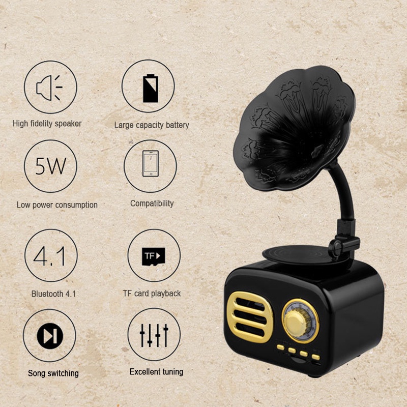 Loa Bluetooth Gỗ Cổ Điển Mini Loa Không Dây Loa Siêu Trầm Âm Nhạc Đài Phát Thanh TF Tương Lai