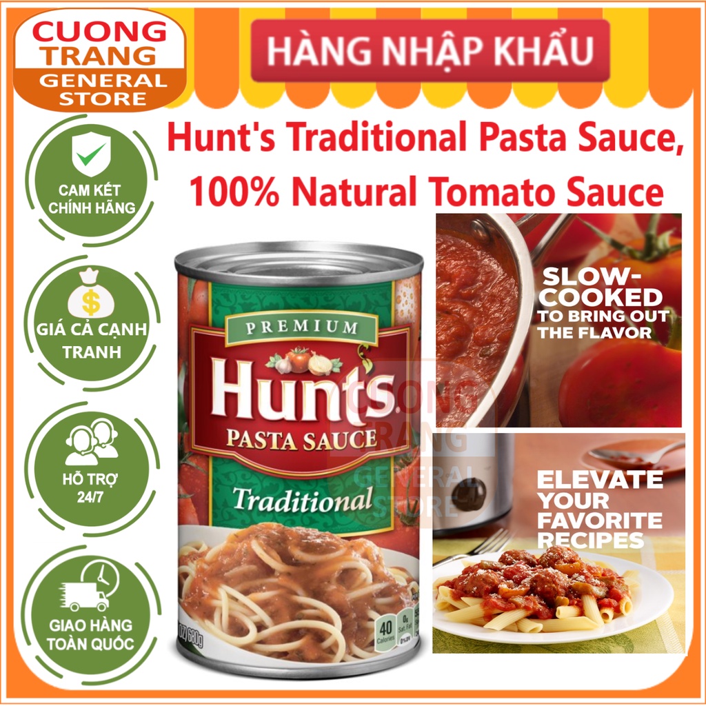 Sốt cà chua hunt's traditional pasta sauce, 100% natural tomato sauce 680g