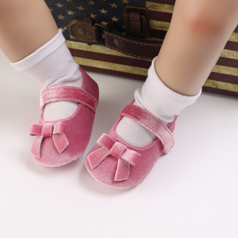 Valen Sina Giày Công Chúa Đế Cotton Thắt Nơ Cho Bé Gái Sơ Sinh 0-18 Tháng Tuổi