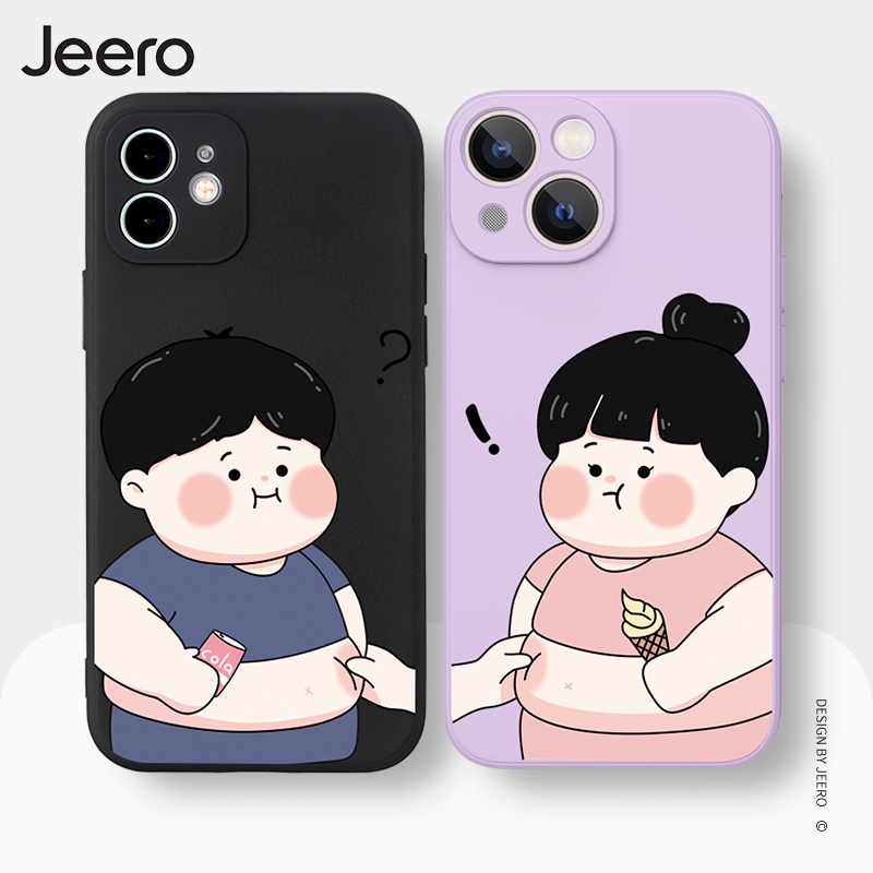 Ốp điện thoại JEERO hoạt hình cặp đôi dễ thương đẹp ngộ nghĩnh Compatible for iPhone 13 12 11 Pro Max SE 2020 X XR XS ip 8 7 6 6S Plus HFC129