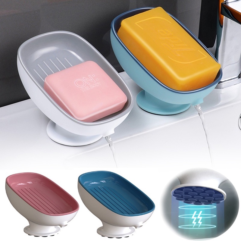 Giá Đỡ Xà Phòng Mút Rửa Chén Hai Tầng Thiết Kế Giác Hút Mạnh Thời Trang Có Giác Hút Mạnh Cho Nhà Bếp Nhà Tắm