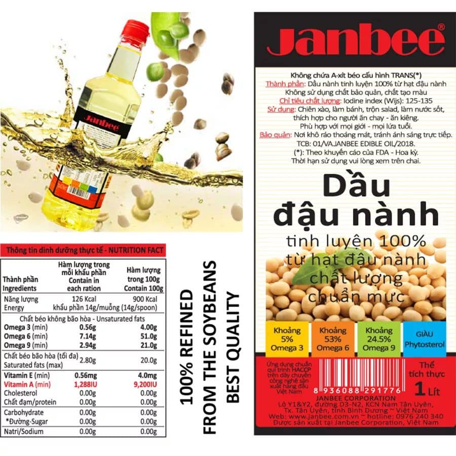 Dầu Đậu Nành Janbee 1L