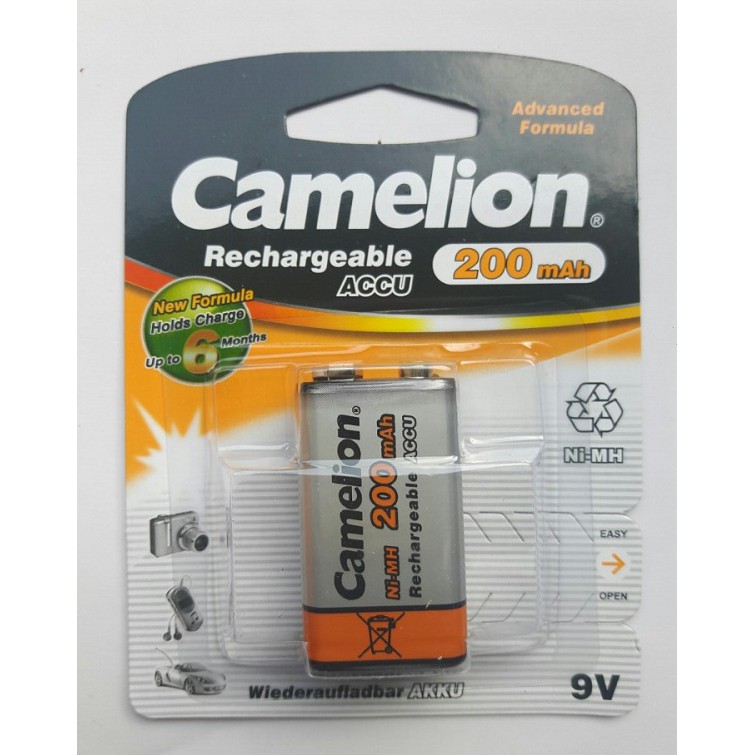 Pin Sạc Camelion 9V 200MAh cho máy ảnh, thiết bị điện tử (vỉ 1 viên)