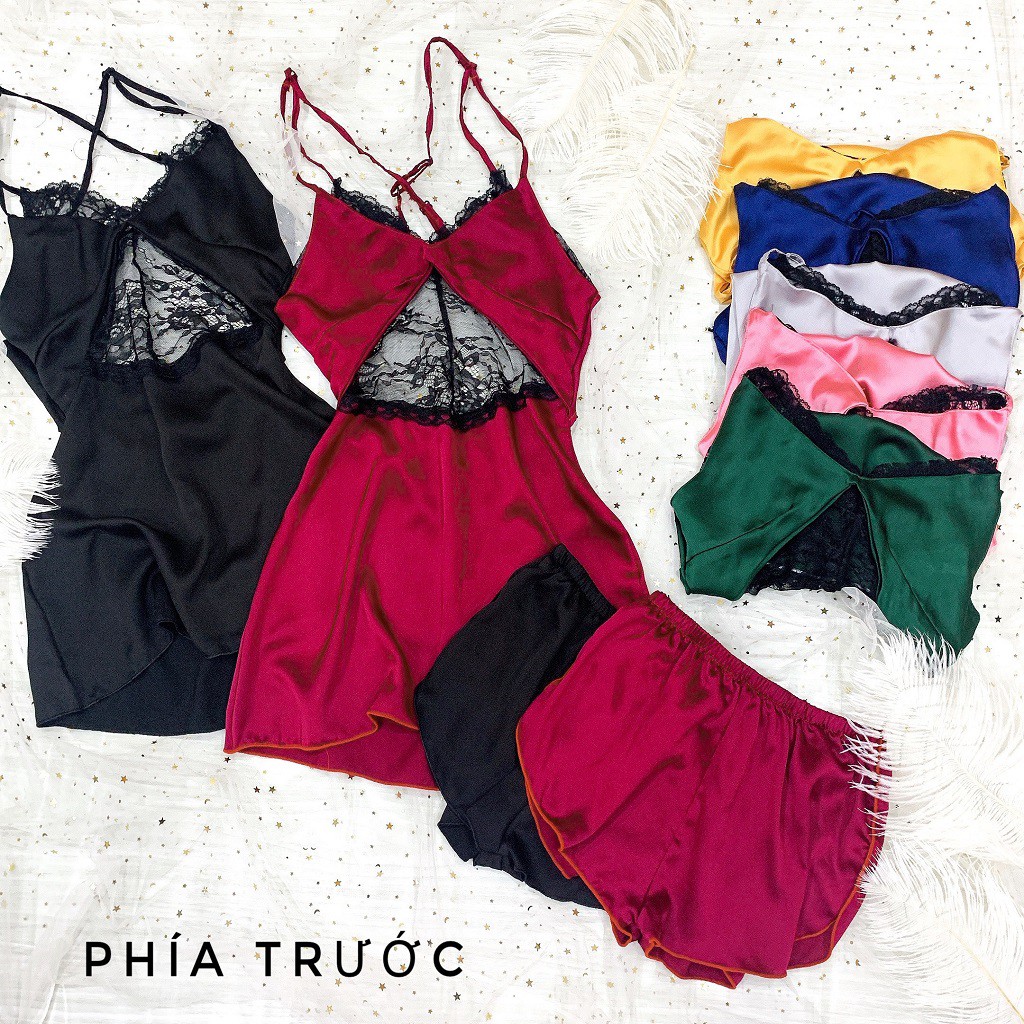 Váy Ngủ Sexy -FREE SHIP-  Váy Ngủ sexy Kèm Áo Choàng Vải Satin Chất Siêu Mát Dáng Siêu Xinh <SALE 50%> | BigBuy360 - bigbuy360.vn