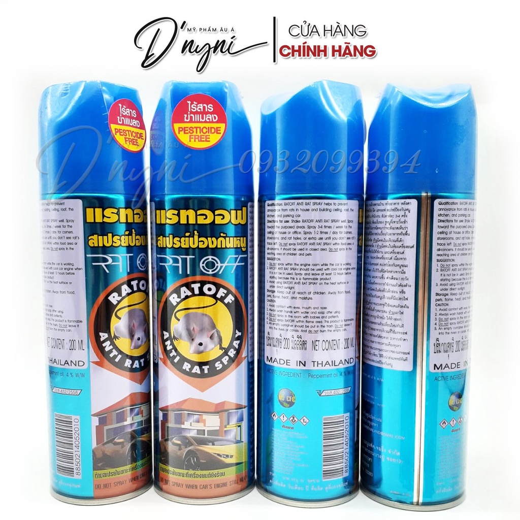 Chai Xịt Đuổi Chuột RAT OFF ANTI RAT SPRAY 200ml - Thái Lan