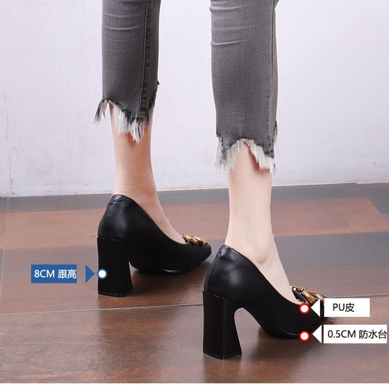 Giày Cao Gót Mũi Vuông Phong Cách retro Anh Quốc Mới Cho Nữ