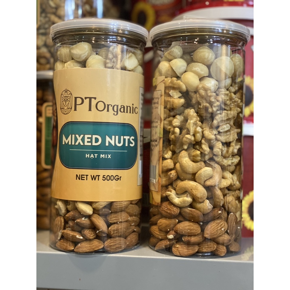 HẠT Mixed Nuts 4 In 1 Đã Tách Vỏ PT - HŨ PET 500g (Óc Chó Mỹ, Hạnh Nhân Mỹ, Macca Úc - HẠT ĐIỀU )- LÀM SỮA CHO BÉ