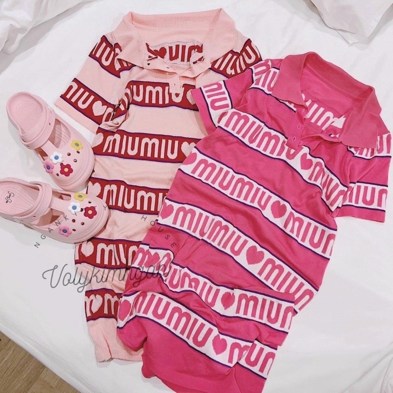 Váy len polo ngắn chữ MM form ôm body đẹp, Đầm kiểu in chữ dáng ôm VL9802 - NhiNhi Shop