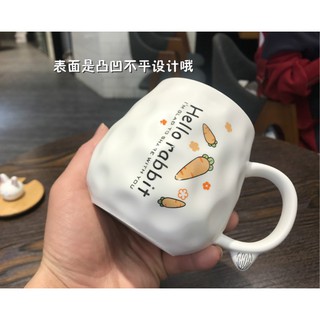 🌸Ly gốm sứ có nắp gỗ thỏ con dễ thương Hello rabbit🌸