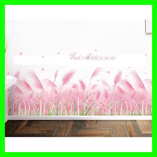 Decal dán tường chân tường cỏ may hồng