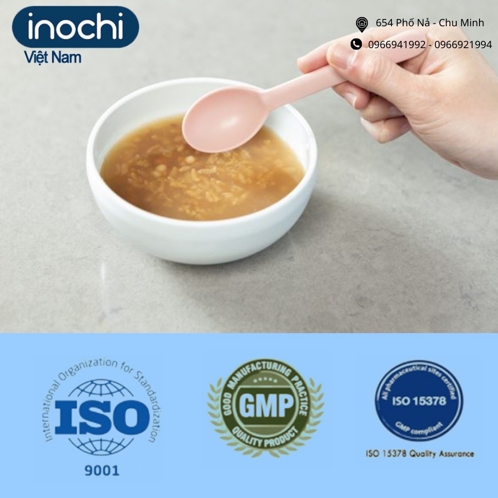 Thìa Ăn Dặm Cán Ngắn Inochi - Thìa Tập Ăn Nhựa Cao Cấp, Kháng Khuẩn An Toàn Cho Bé