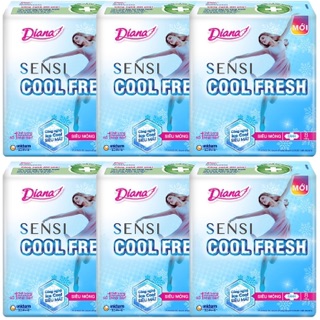 Lốc 6 gói Băng vệ sinh Diana SenSi Cool Fresh Siêu Thấm 8 miếng