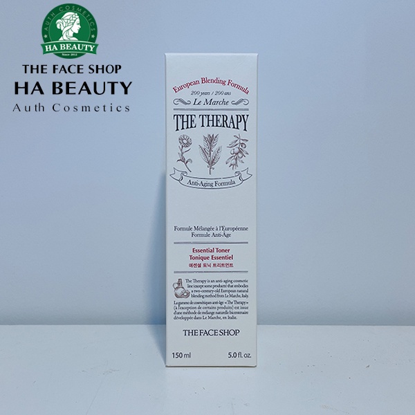 Nước hoa hồng dưỡng ẩm trắng da se khít lỗ chân lông The Face Shop Hà Beauty The Therapy Essential Tonic Treatment 150ml