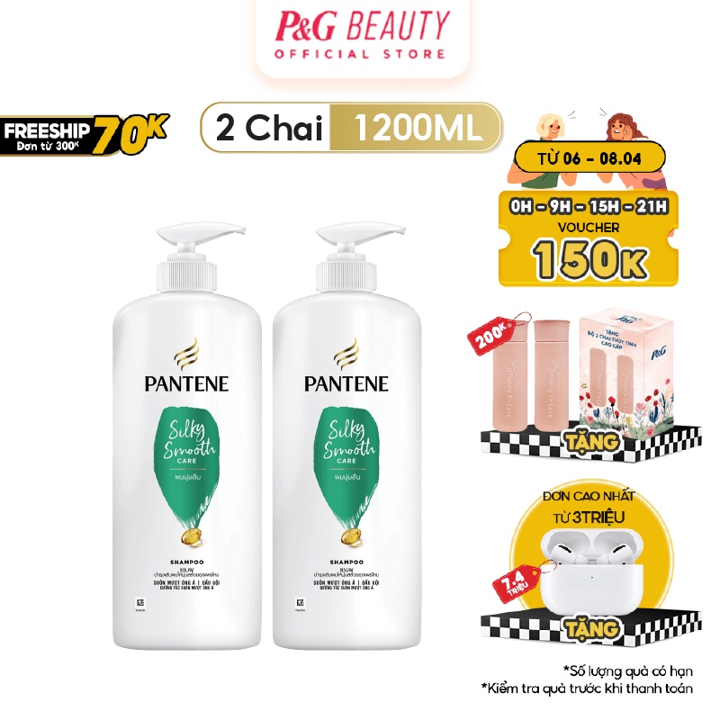 Combo 2 Dầu Gội PANTENE Pro-V Chai 1200ML Suôn Mượt Óng Ả