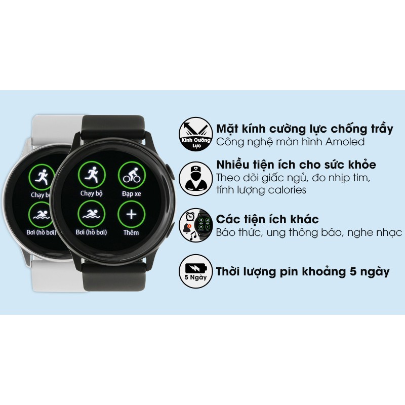 Đồng hồ thông minh Samsung Galaxy Active phiên bản Samsung Active R500, kích thước 40mm với 3 màu đen, vàng hồng và bạc