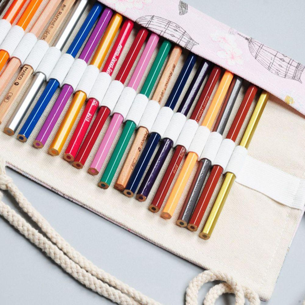 Túi Đựng Bút 12 / 18 / 24 / 36 / 48 / 60 / 72 Lỗ Bằng Vải Canvas Nhiều Màu Dễ Thương Ốp