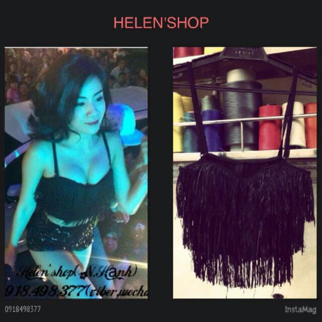 Thanh lý áo tua rua đen hai dây