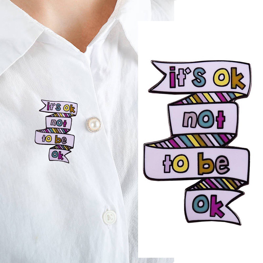 💮LANFY💮 Art Consciousness Brooch Alloy Jewelry Costume Jewelry Mental Health Pin Gift Prevent Depression It's Ok Not To Be Ok Collar Accessories Brooch Painting Enamel Badge