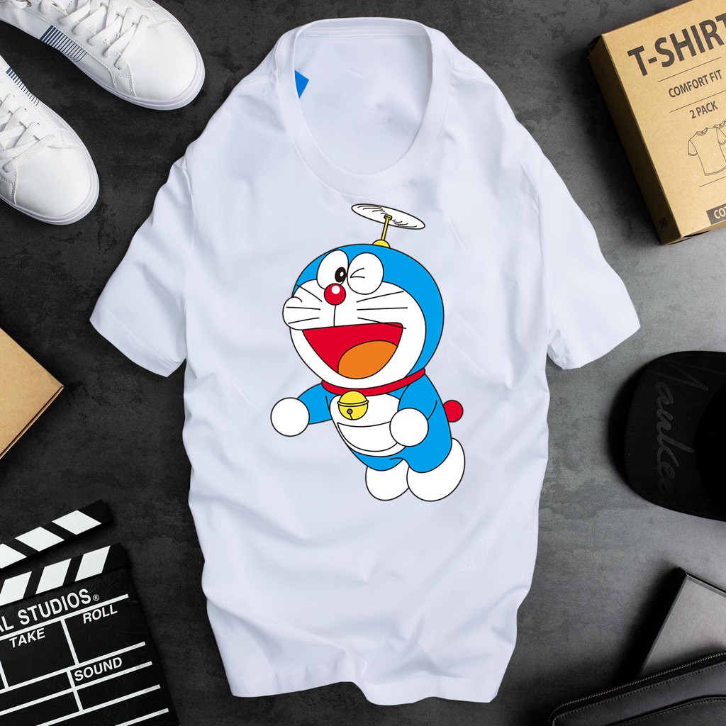 ÁO PHÔNG NAM NỮ DORAEMON IN HÌNH HOẠT HÌNH DỄ THƯƠNG VẢI COTTON CÓ SIZE TRẺ EM CHO ĐỒNG ĐỘI - 23
