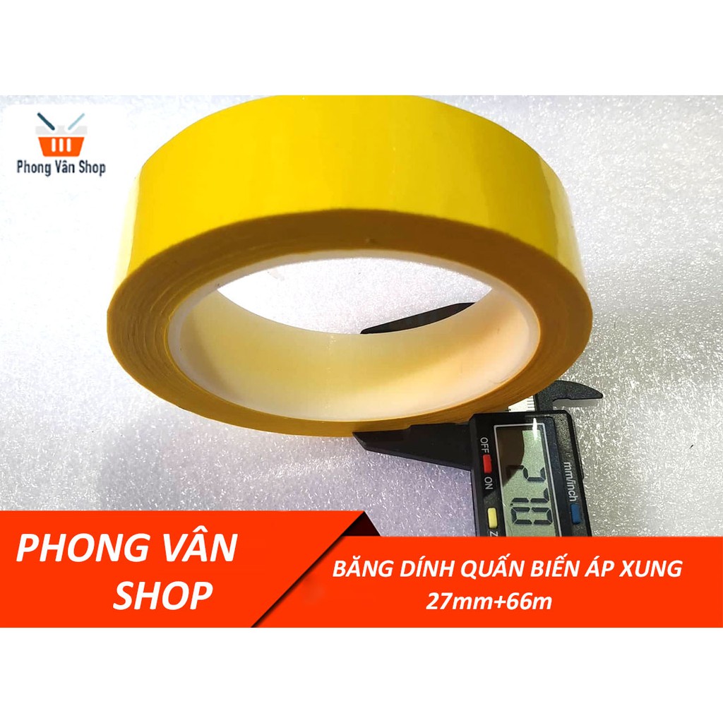 Băng dính quấn biến áp xung 27mm 66m - chịu nhiệt độ cao