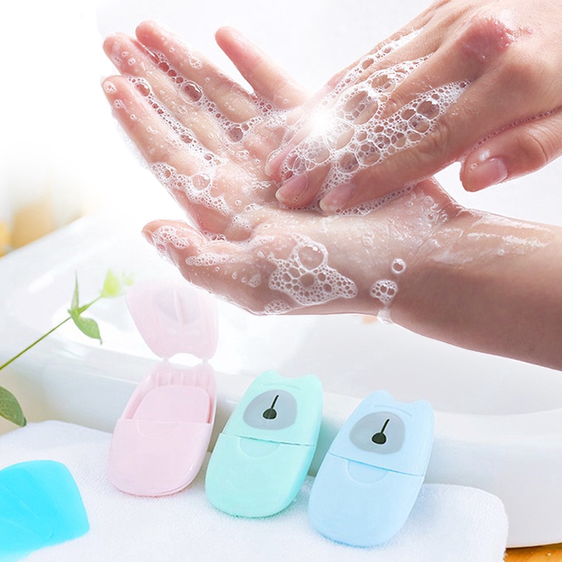 50Pcs Disposable Portable Boxed Soap Paper Travel Hand Washing Cleaning Scented Sheet