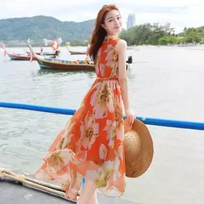 Đầm maxi Đi Biển Vải chiffon Kiểu boho Thời Trang Mùa Hè Cho Nữ