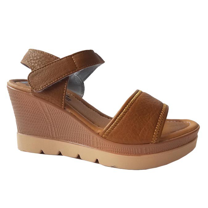 Giày sandal đế xuồng da bò BIGBEN cao 7 phân GĐX27