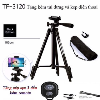 Gậy 3 Chân Tripod TF 3120 Mẫu Mới 2018 ( Tặng Kèm Đầu Kẹp Điện Thoại Và Remote và cáp sạc 3 đầu)
