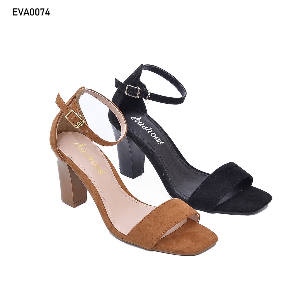 Dép Sandal Nữ Quai Ngang Mũi Vuông Da Lộn Đế Vuông 7cm Evashoes - EVA0074