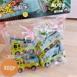 Đồ chơi ! Sét 4 xe công trình kèm 3 khủng long mini cho bé