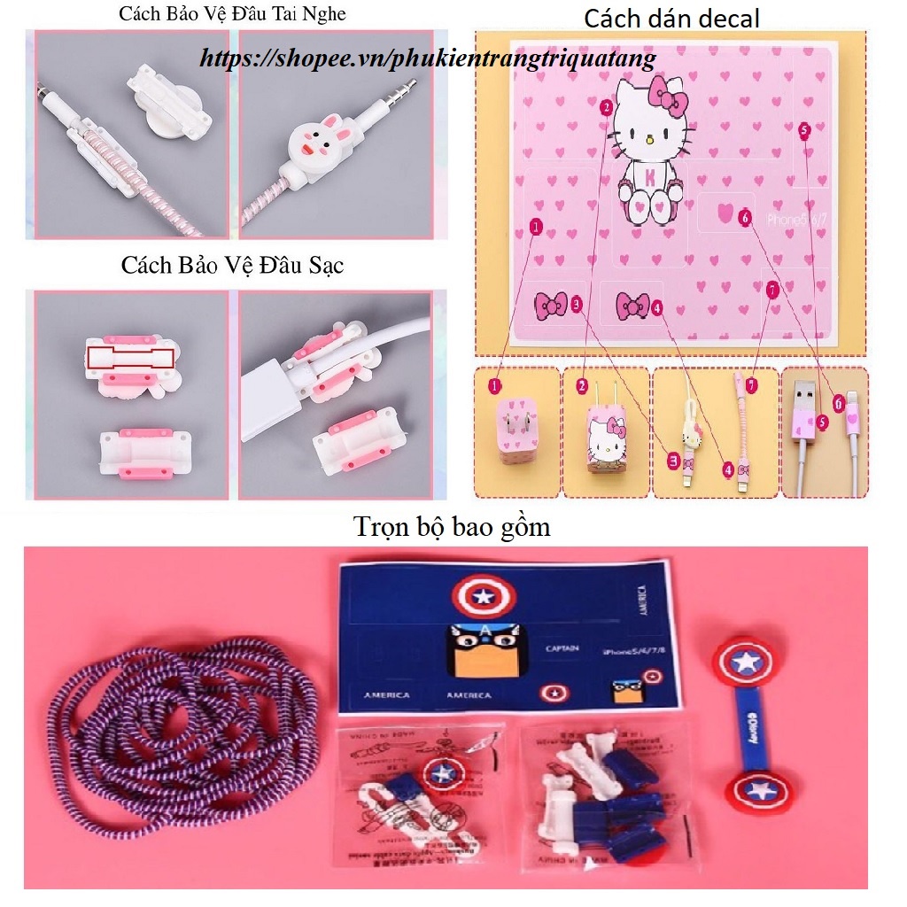 Dây quấn sạc | Dây quấn tai nghe cho IPhone nhiều skin siêu cute để chọn
