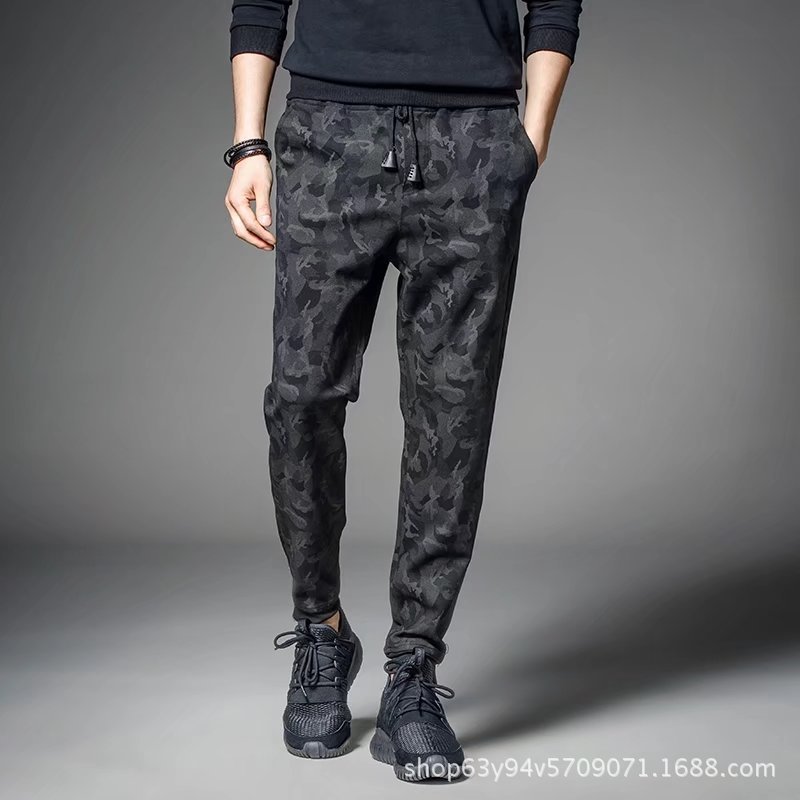 【EI KA 】S-5XL Black Camouflage track pants korean style Fashion Casual Straight pants