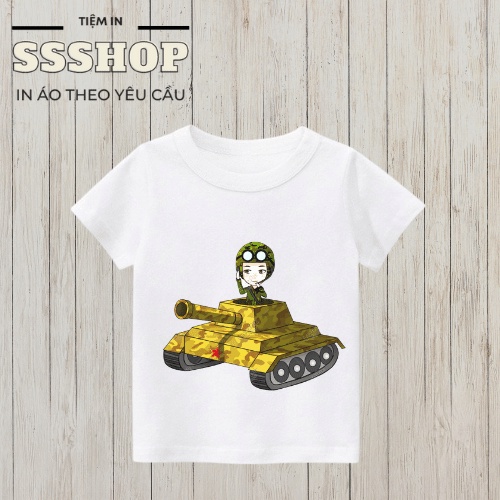 Áo thun bé trai và bé gái in hình hoạt hình Xe Tăng, chất liệu cotton thoáng mát, hình in PET rất đẹp SSSHOP 02