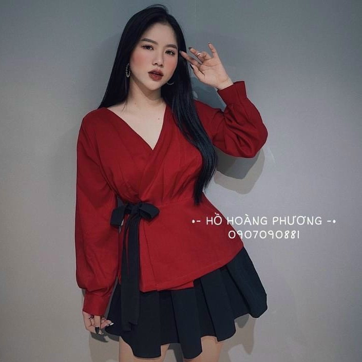 ÁO PEPLUM ĐẮP CHÉO NGỰC CỘT NƠ EO