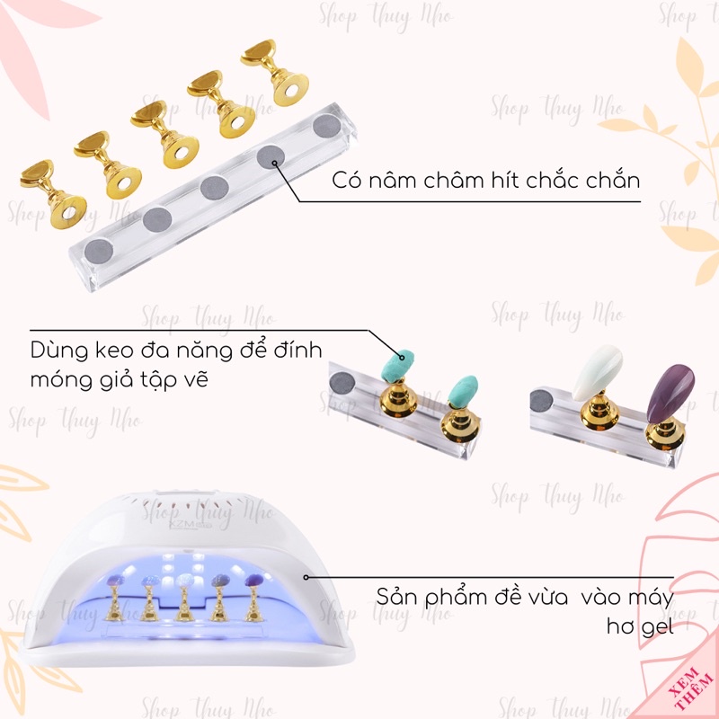 Bộ 5 chân đế kê móng giả tập vẽ nâm châm chắc chắn cao cấp dụng cụ làm móng tay chuyên nghiệp nghệ thuật nail