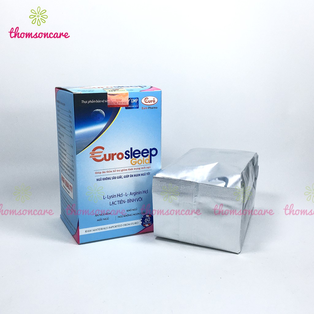 Viên ngủ ngon, giảm mất ngủ, an thần từ Melatonin, sâu giấc từ thảo dược Euro Sleep hộp 60v