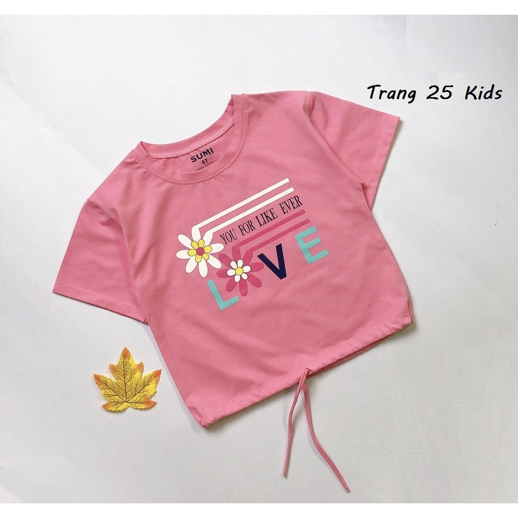 [Ảnh thật] Áo Thun Bé Gái Cột Dây Eo Dáng Lửng Rất Dễ Phối Đồ -trang 25 kids - AA022