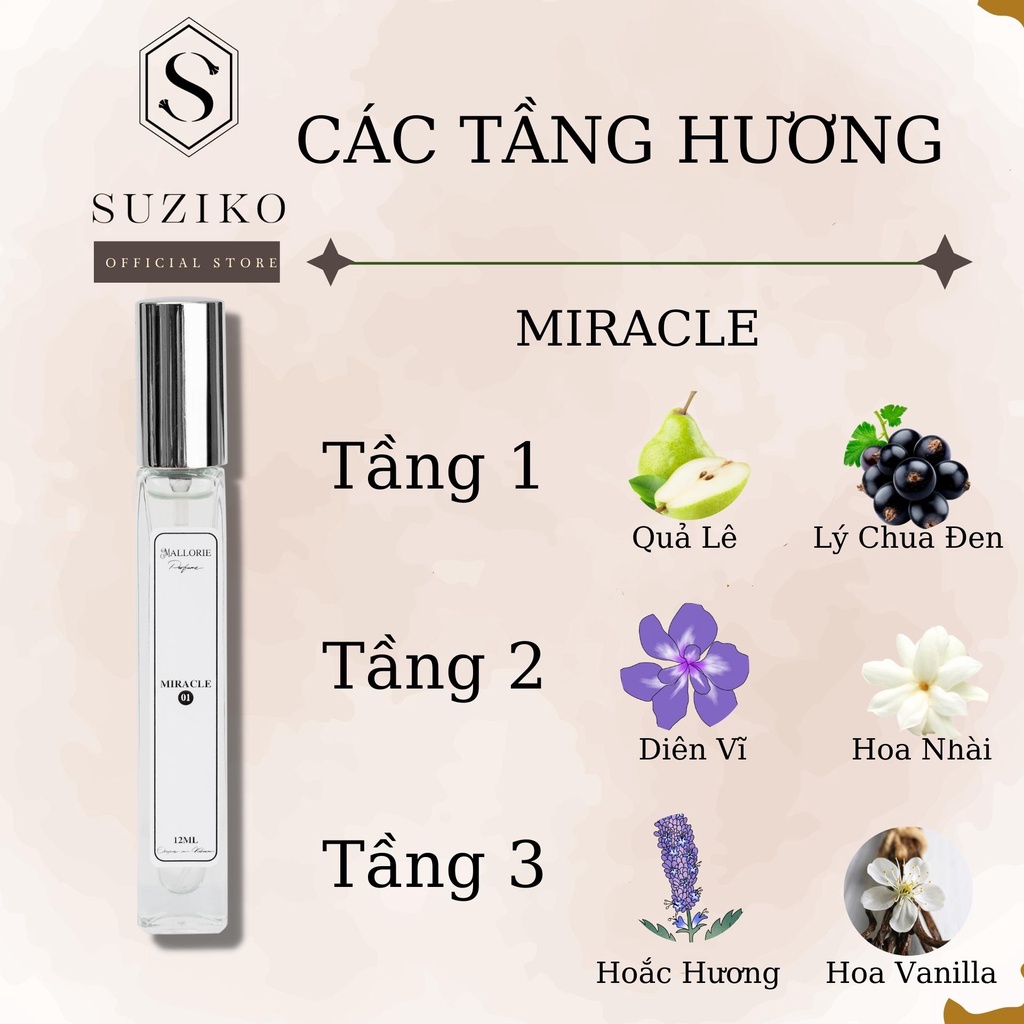 Nước hoa nữ Miracle ngọt ngào, thơm mát. Nước hoa mini gợi cảm 10ml dạng lăn tiện lợi