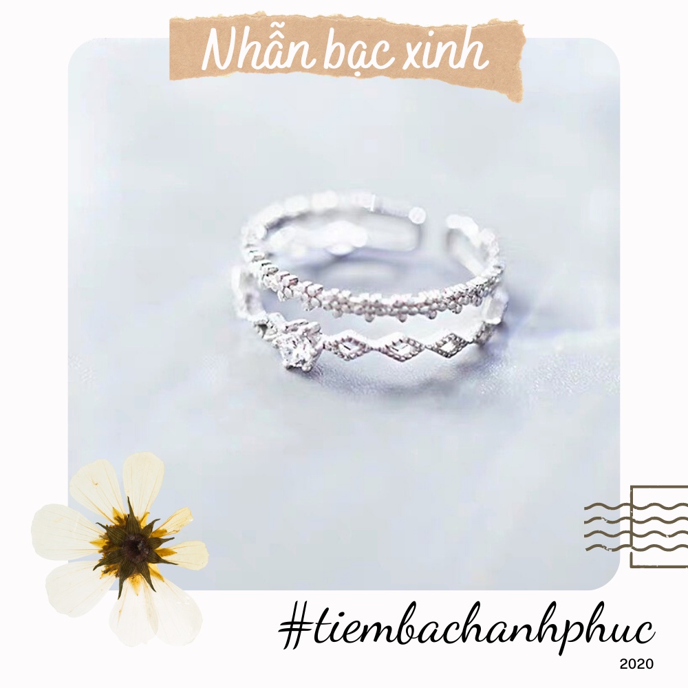 Nhẫn bạc nữ, nhẫn nữ bạc ta thật ss925 đính đá chuẩn xịn, cam kết sáng đẹp không xỉn màu - Mã TSJ05