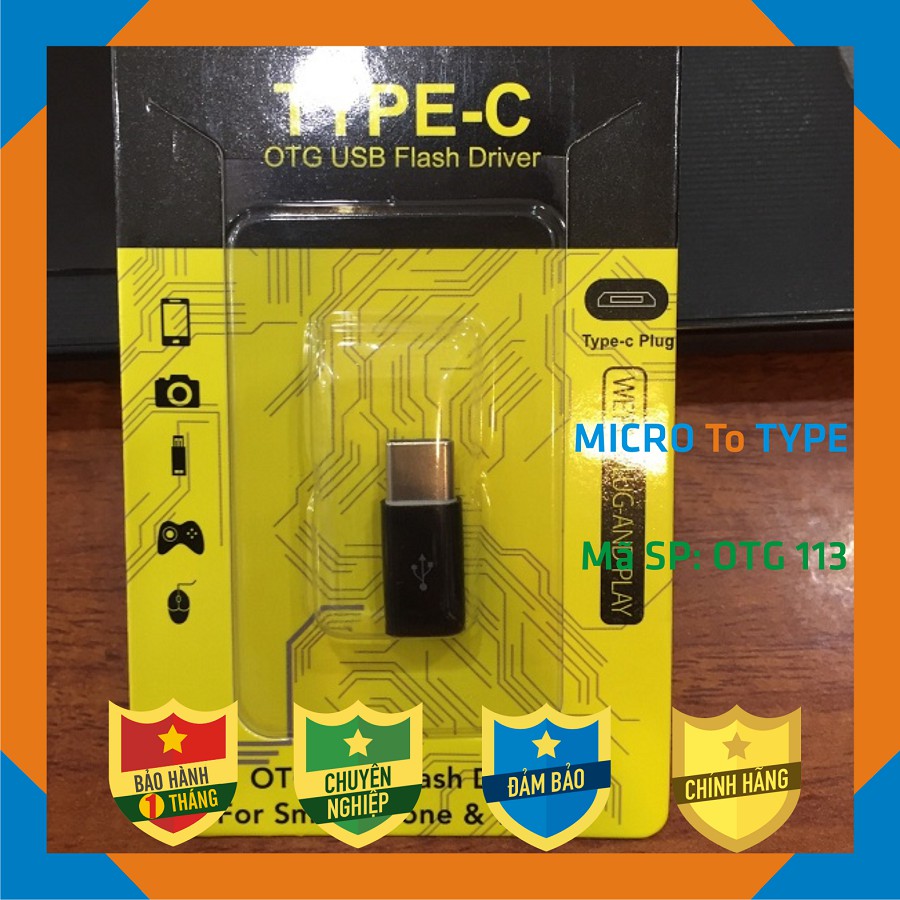 Đầu Chuyển Đổi MICRO USB To Type C nhôm, nhựa - Bảo hành 1 tháng!!!