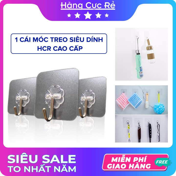 Bộ móc treo dán tường, dán kính siêu dính trong suốt HCR 🔵Freeship🔵 Móc tường treo chắc chắn- Shop Hàng Cực Rẻ