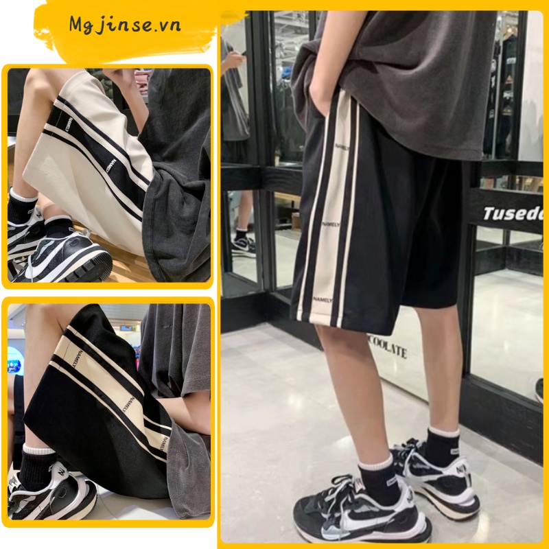 Quần Short Thể Thao Ống Rộng Họa Tiết Kẻ Sọc Thời Trang Mùa Hè Dành Cho Nam Sọc phong cách Hàn Quốc quần thun nam ngắn unisex quần đùi nữ