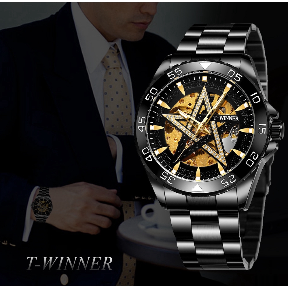 Sẵn sàng Stock 2020 Người chiến thắng Mens Kinh doanh Dây đeo bằng thép không gỉ chính hãng Mens Watch Thương hiệu hàng đầu Luxury Auotmatic Đồng hồ Jam Tangan Lelaki