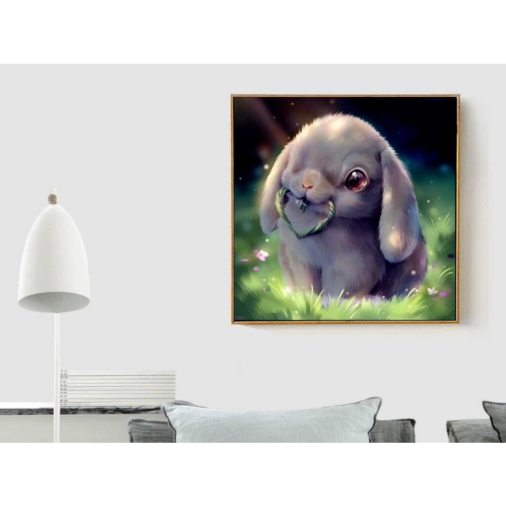 Bộ Tranh Đính Đá 5d Tự Làm 30x30cm Hình Thỏ Dễ Thương Trang Trí Phòng Khách / Phòng Ngủ