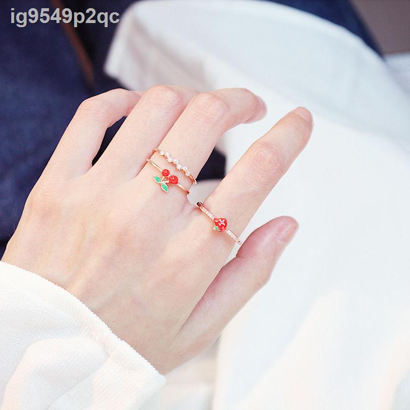 Nhẫn trái tim cô gái đơn giản kim cương nhỏ ngọt ngào bạn sinh viên trong dâu hàn quốc đuôi nữ ngón tay dễ t