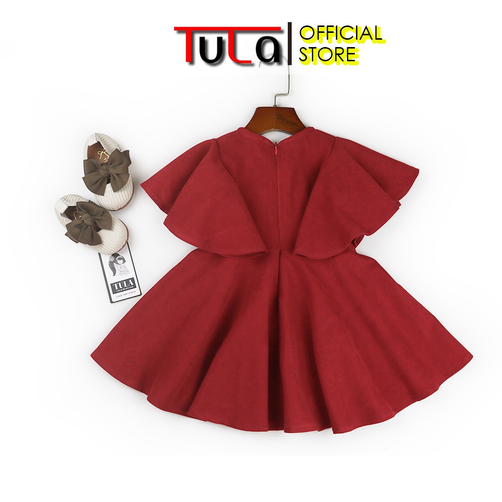 ( SLN 10 ) ( SLN 10 ) Váy Cho Bé Gái Vải Nhung Chéo Đỏ Gắn Nơ Trắng Cực Xinh Cho Bé