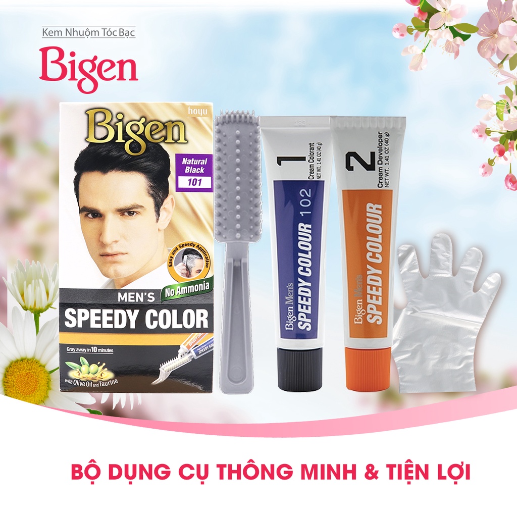 Kem Nhuộm Tóc Cho Nam Bigen Mens Speedy Color 101 Màu Đen Tự Nhiên 80gr