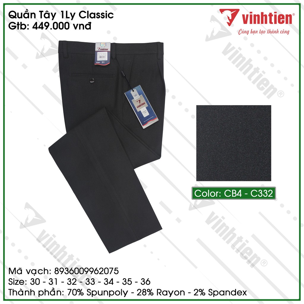 Quần Tây Nam Công Sở Xếp Ly Classic Vĩnh Tiến 449 | BigBuy360 - bigbuy360.vn