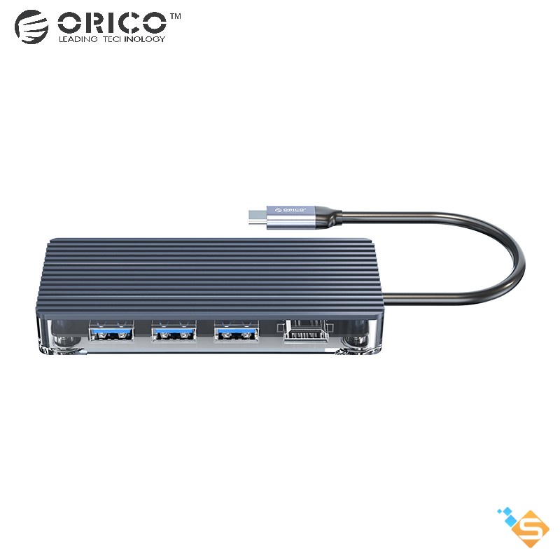 Bộ Chia HUB Type-C ORICO 6 in 1 USB 3.0 * 3 + HDMI + PD100W + TF/SD hoặc RJ45 Cho MacBook, iPad, Laptop - Bảo Hành 1 Năm